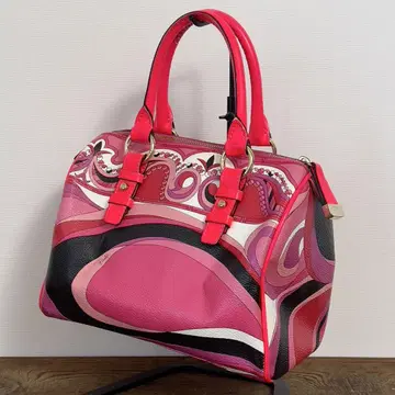 EMILIO PUCCI 푸치 패턴 핑크 핸드백 S 가죽 PVC 자립형