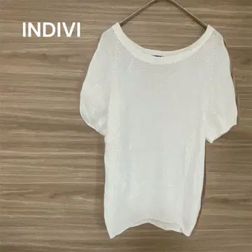 인디비 [M] 화이트 반팔 썸머 니트 시원함