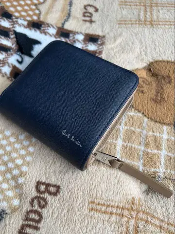 폴스미스 접이식 지갑 L자 지퍼 가죽 네이비