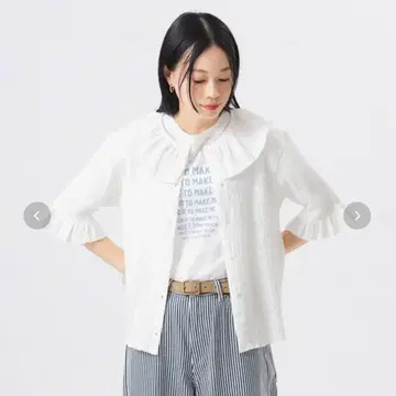 이번 시즌 빔즈 보이 자카드 프릴 개더 숏 슬리브