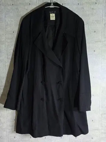Agnes b. 블랙 더블 브레스트 코트 롱 기장