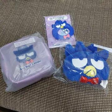 하피단부이 당첨 복권 바츠마루 페이스 파우치 캔뱃지 및 홀더 마스코트