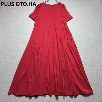 최근 플러스 오토하 플레어 원피스 반팔 레드