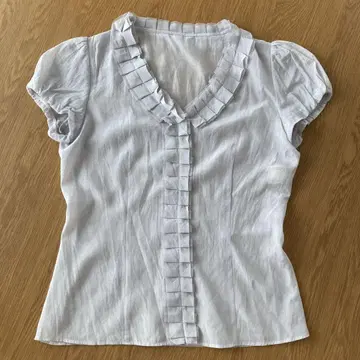 ANAYI 프릴 반팔 블라우스 그레이지