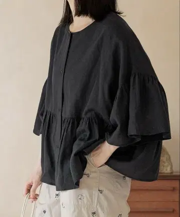 니코앤드 린넨 와이드 블라우스 L
