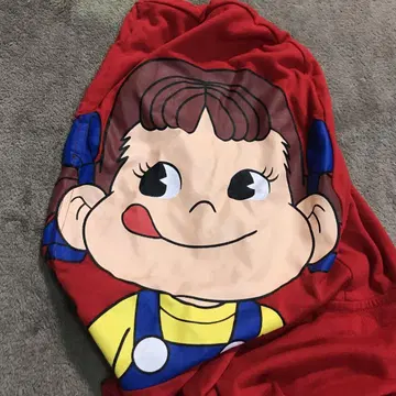 Peko 후드 부착 티셔츠 빨간색 M 사이즈 반팔