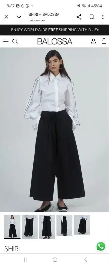BALOSSA SHIRI 블랙 와이드 팬츠