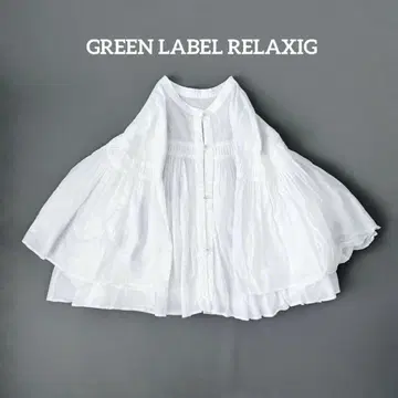 Greenlabel 그린 라벨 릴랙싱 론 개더 프론트 오픈 블라우스