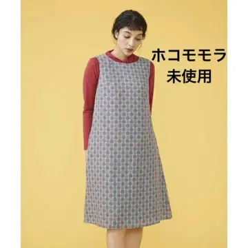 미사용 새상품 호코모모라 올 패턴 레트로 A 라인 슬리브리스 원피스 여름