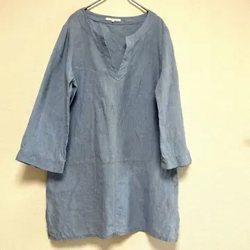 23구 LIBECO 리베코 스키퍼 튜닉 스카이블루 린넨 100