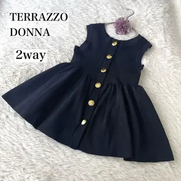TERRAZZO DONNA 2way 페플럼 골드 버튼 리브 니트