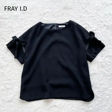 FRAY I.D 소매 리본 반팔 블라우스 시스루 블랙 드레이프감 블랙 M