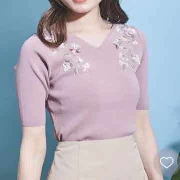 Noela 노엘라 프린지 자수 니트 꽃무늬 스커트 데님 스나이델 질