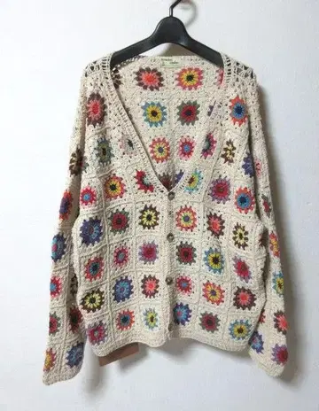 MacMahon Knitting Mills 크로셰 뜨개질 꽃무늬 가디건