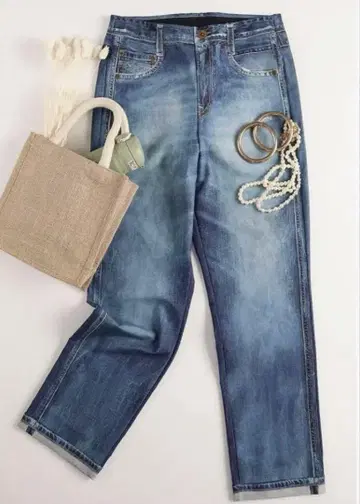 와코루 카르송 마치 데님 스트레이트 UV 차단 라이트 블루