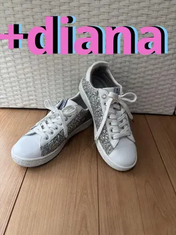 +diana 화이트 23.5cm 실버 글리터 스니커즈 반짝반짝