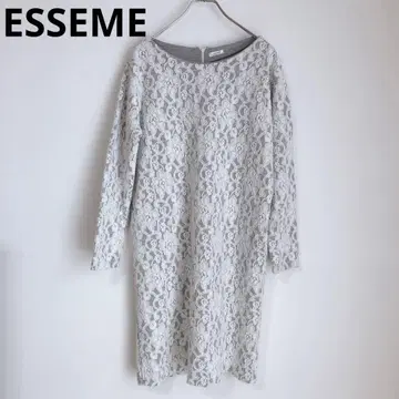 ESSEME 긴팔 원피스 무릎 기장 원피스 레이스 꽃무늬 그레이 LL