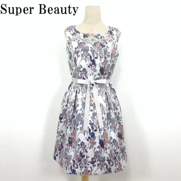 LA5357 슈퍼 뷰티 꽃무늬 슬리브리스 원피스 블루 40
