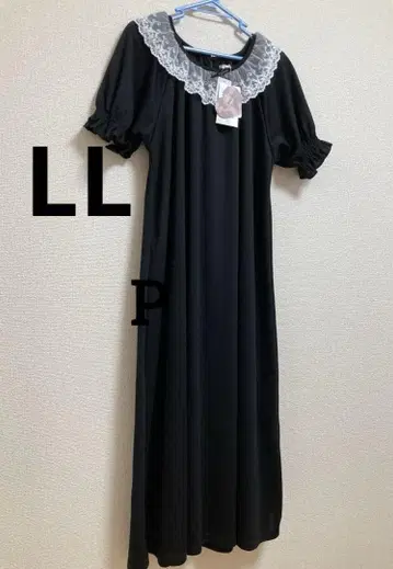 아오키 미사코 시마무라 원피스 레이스 옷깃 빅 사이즈 블랙