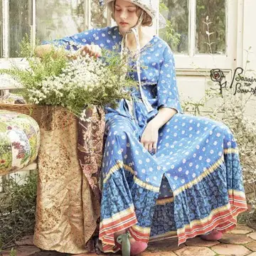 MUVEIL 뮤베일 플로럴 드레스 롱 원피스 플레어 슬리브 36