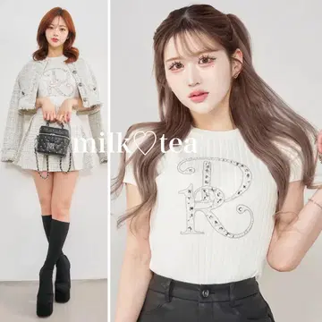 택 포함 새상품 Darich DR 비쥬 리브 니트 탑 화이트 다리치