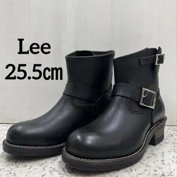 미얀마산 Lee 천연 가죽 숏부츠 블랙 엔지니어 25.5