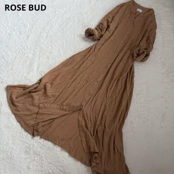 ROSE BUD. 나사 소매 셔츠 원피스 브라운 스트라이프 겉옷 프리