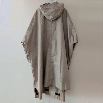 베이지 후드 부착 자전거 대응 레인코트