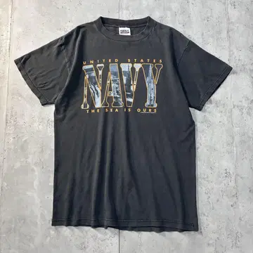 98s TULTEX 반팔 티셔츠 NAVY 색빠짐 페인트 M 다크 그레이