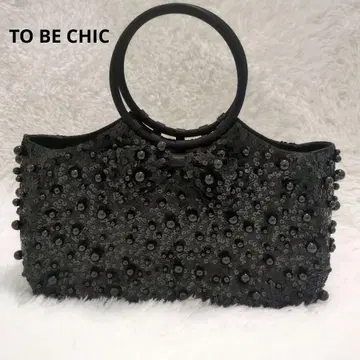 TO BE CHIC 투 비 시크 비즈 핸드백 리본 블랙
