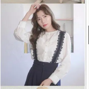 레이스 서스펜더가 달린 팬츠 아림 아인얀 네이비 Areeam
