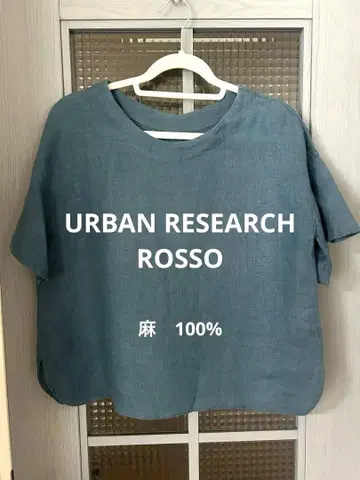 URBAN RESEARCH ROSSO 터콰이즈 블루 린넨 100% 반팔