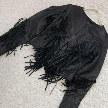 [미사용] DENHAM 가죽 자켓 블랙 XS 프린지 캐주얼