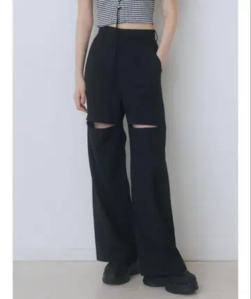 EMODA 지퍼 슬릿 와이드 팬츠