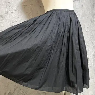 IENA/블랙 플레어 스커트 무릎 기장 허리 밴딩 경량 소재 36