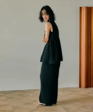 개더 와이드 스트레이트 팬츠
