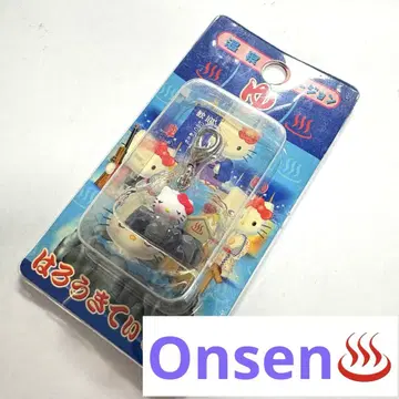 온천 키티 지역 한정판 스트랩 지퍼 마스코트