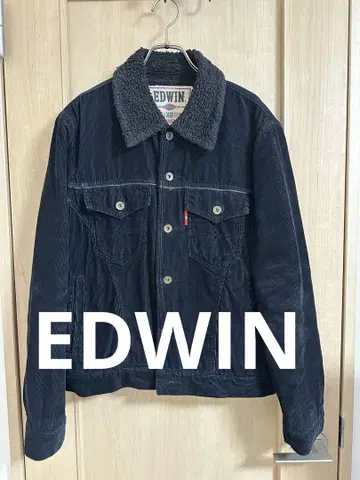 EDWIN 보아 칼라 부착 블랙 자켓