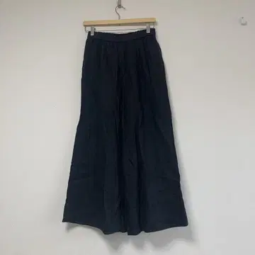 심플리시떼 린넨 100% 블랙 와이드 팬츠 블랙 밴딩