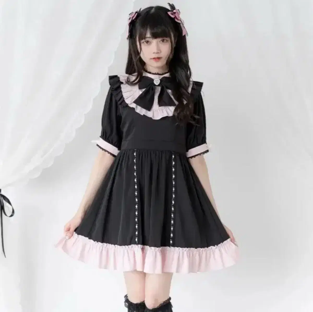 Dear My Love Lace-up Short Sleeve Onepiece, Size L