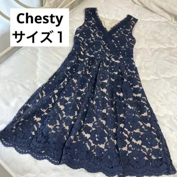 Chesty 체스티 전체 레이스 플라워 레이스 무릎 기장 원피스 드레스