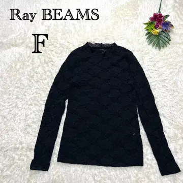레이빔즈 하이넥 레이스 블라우스 긴 소매 꽃무늬 자수 블랙 예쁜 비침