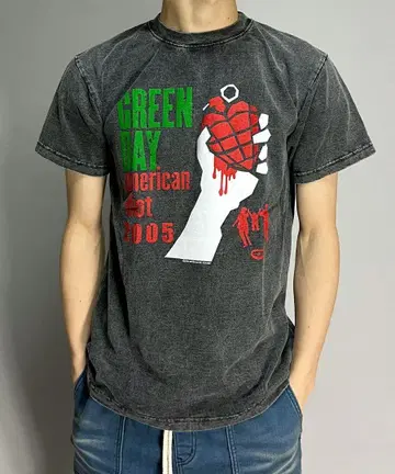 Green Day 티셔츠 락 밴딩 피그먼트 그린 데이
