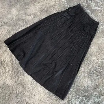 지아니로 주디체 울 실크 혼방 절개 롱 플레어 스커트 블랙 S