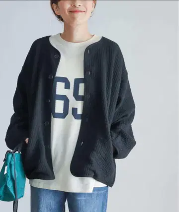 URBAN RESEARCH DOORS 퀼트 노카라 자켓 블랙