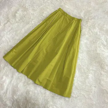 Srieee 슈리 올리브 그린 플레어 스커트 롱 기장