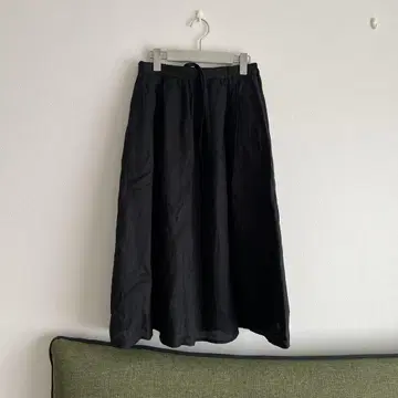 린넨 블랙 롱 스커트