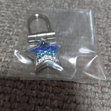 별 모양 메탈 키링 파란색 스톤