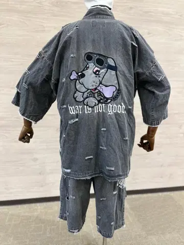 GALFY 병에 물든 너덜너덜한 진베이 XL 대형견 셋업 기모노 진베이
