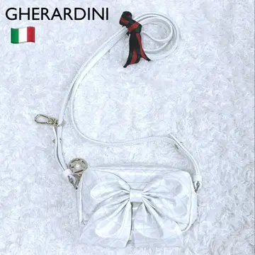 새상품급 GHERARDINI 게라르디니 리본 포함 미니백 화이트 레어